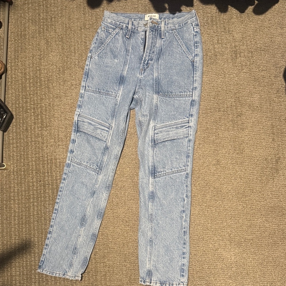 Agolde Light Blue Denim Cargo Jeans